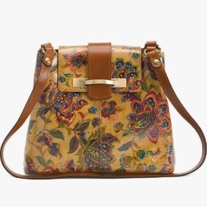 Patricia Nash Tan/Brown Leather Shoulder Bag with Suede Interior